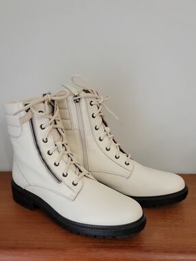 Aquatalia Water Resistant Leather Laila Combat Boots sz11